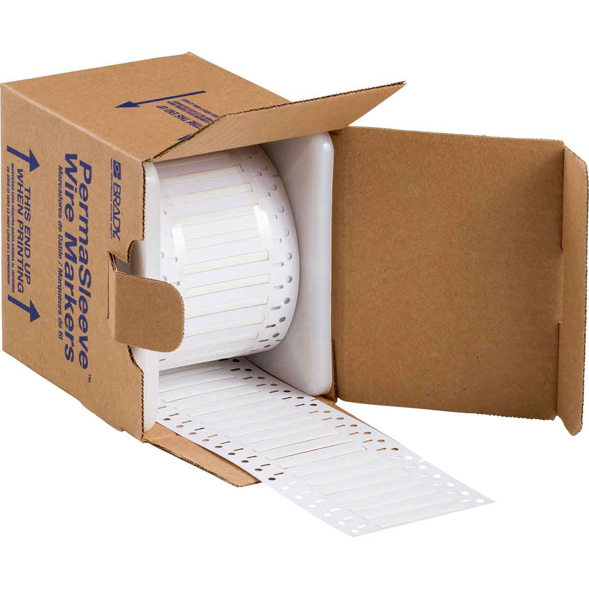 PermaSleeve Heat Shrink Wire and Cable Labels, 3/32" Dia, for 3" Core Printers - 2", White, Double-Sided