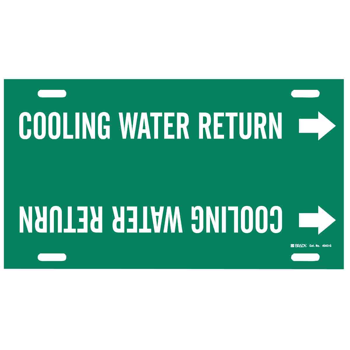COOLING WATER RETURN Strap-On Pipe Marker