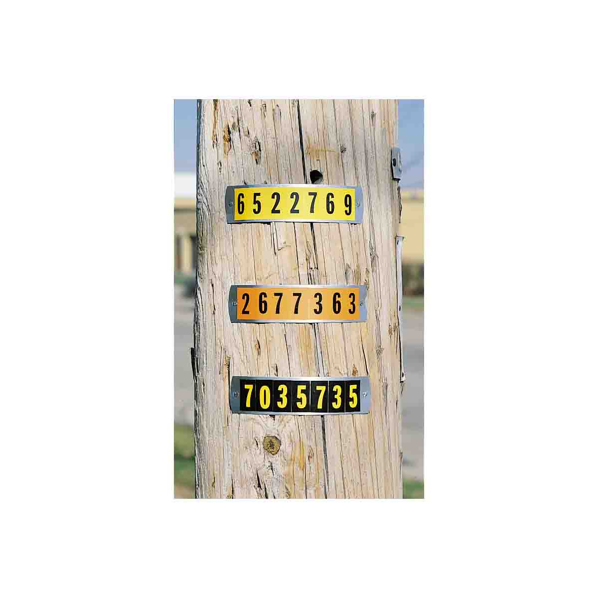 1" Character Height Yellow on Black APWA Outdoor Numbers and Letters