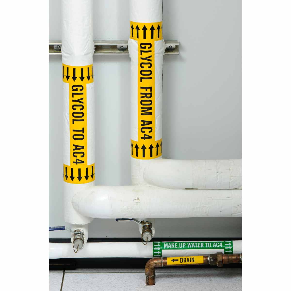 Black and Gray Pipe Marker Tape with Arrows