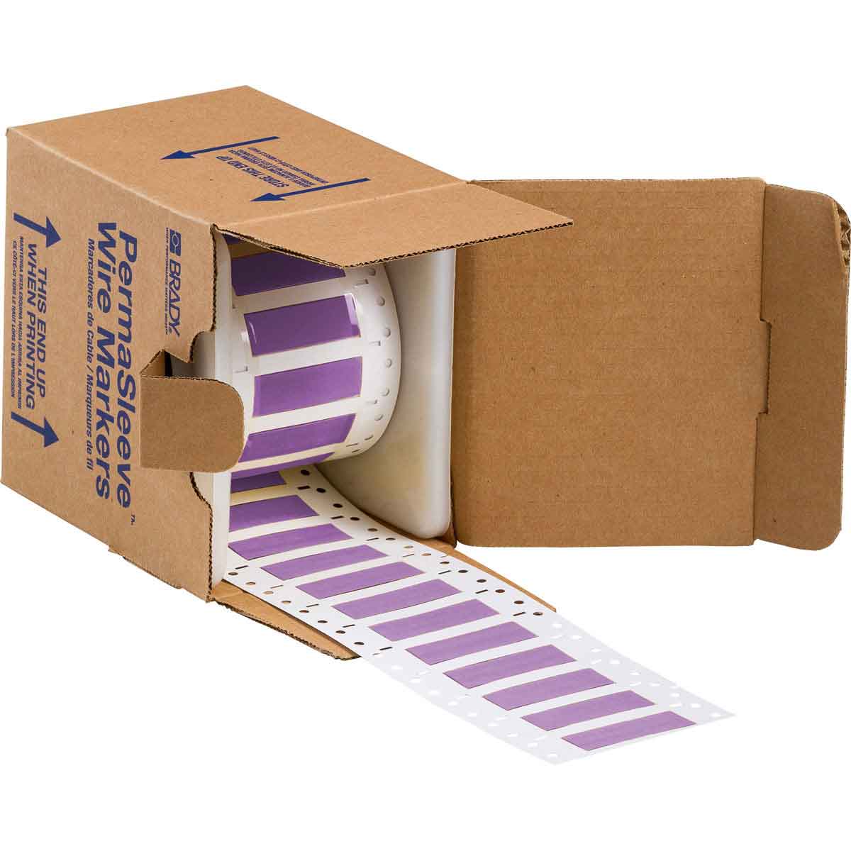 PermaSleeve Heat Shrink Wire and Cable Labels, 1/4" Dia, for 3" Core Printers - 2", Violet, Double-Sided