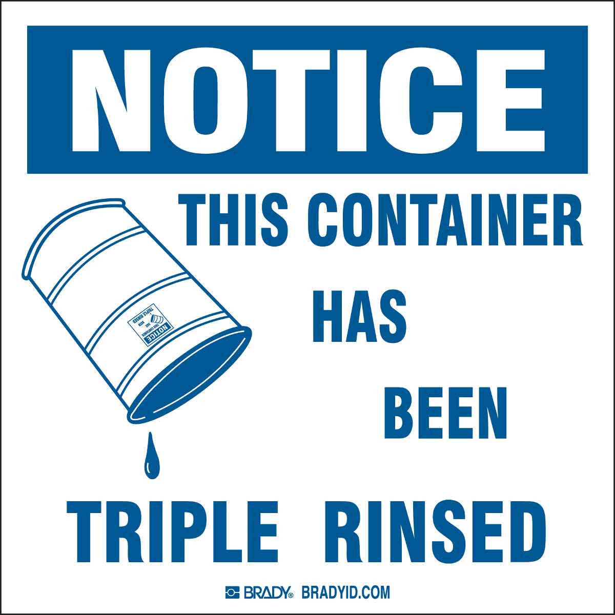 NOTICE This Container Has Been Triple Rinsed Labels
