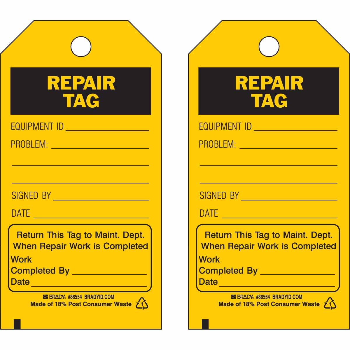 Accident Prevention Tags: REPAIR TAG Return This Tag to Maint Dept when Repair Work is Completed
