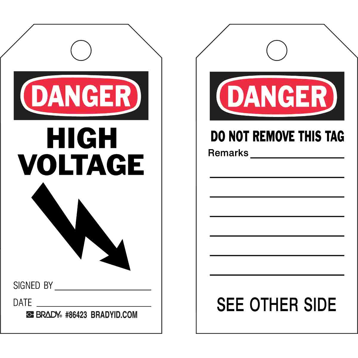 Accident Prevention Tags - HIGH VOLTAGE