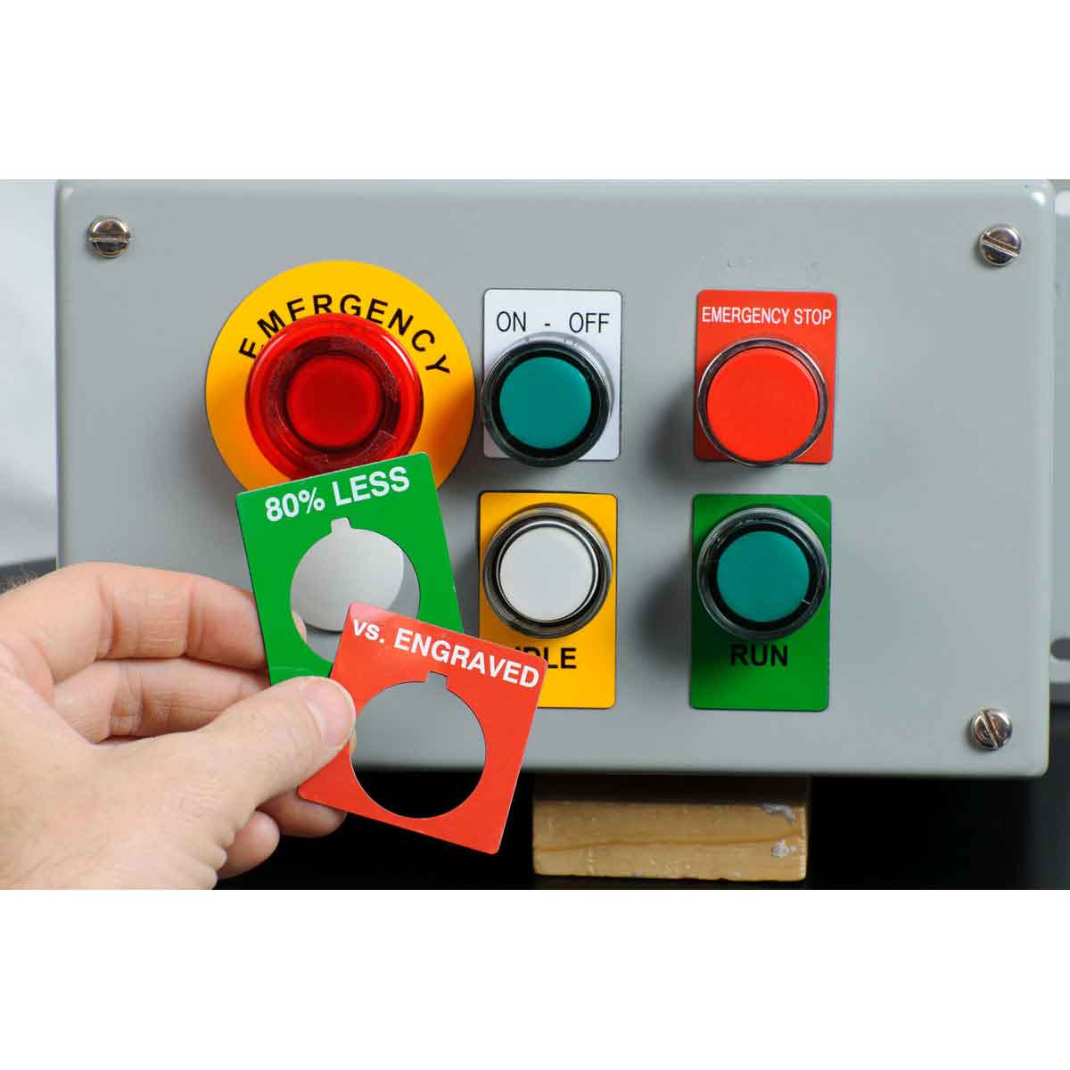 Raised Panel Labels, Push Button, for B30 Printers - 1.5" x 1.2", Red 3 Raised Panel Labels, Push Button, for B30 Printers - 1.5" x 1.2", Red