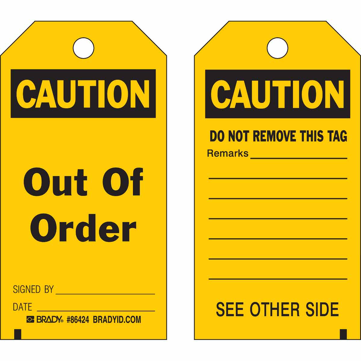 Accident Prevention Tags - Out Of Order