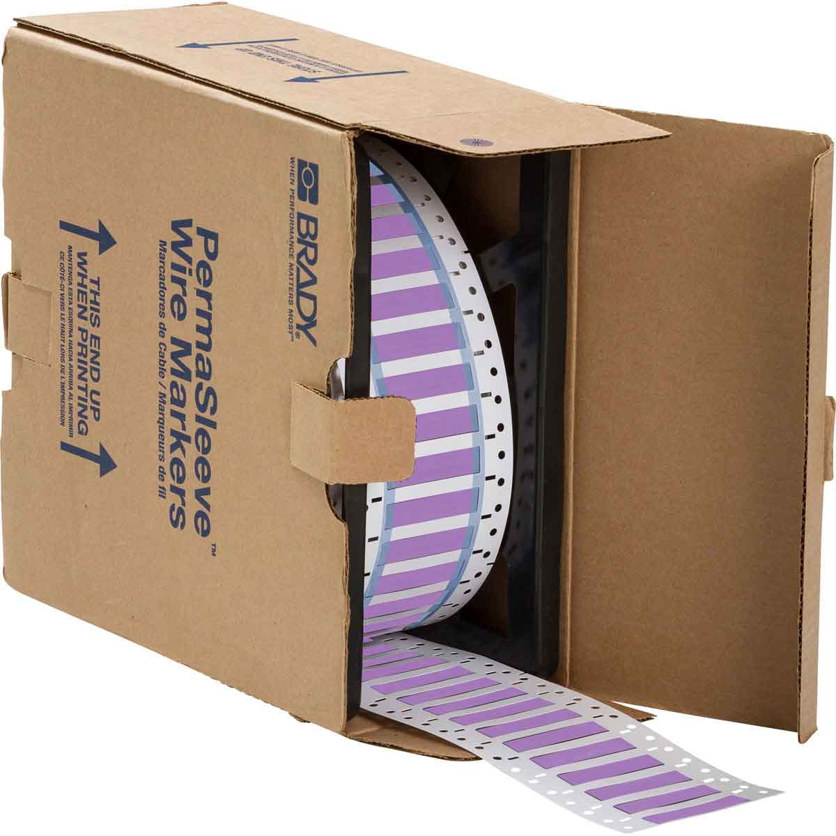 PermaSleeve Heat Shrink Wire and Cable Labels, 1/4" Dia, for 3" Core Printers - 2", Violet, Double-Sided