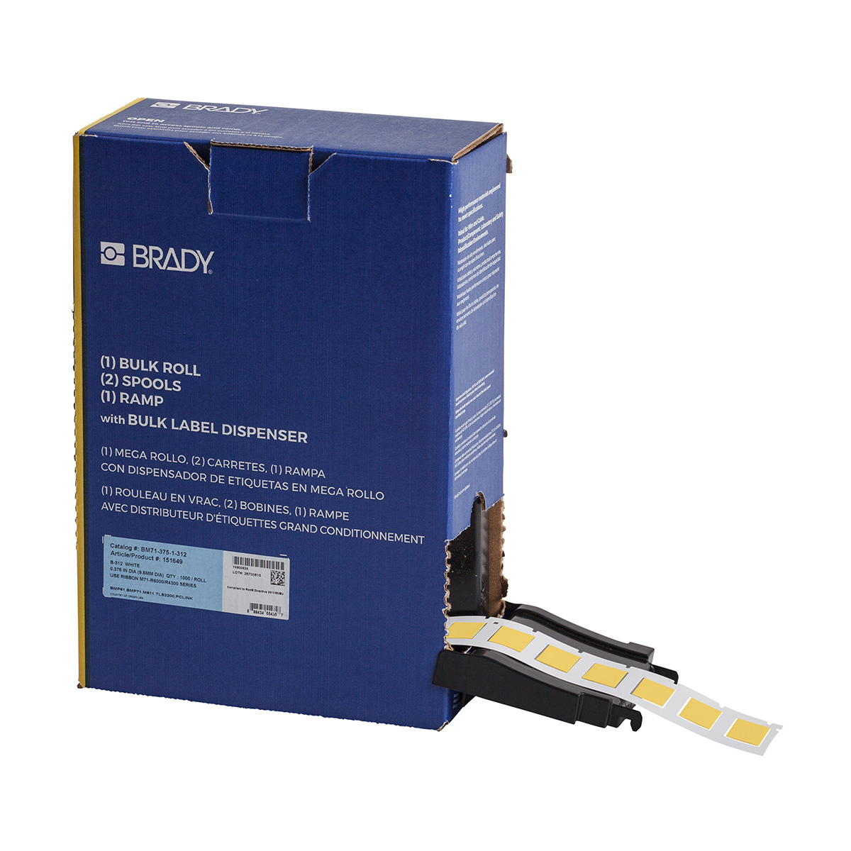 PermaSleeve Commercial Grade Heat Shrink Wire and Cable Labels, Bulk, for M6 M7 Printers - 0.375" Dia x 1", Yellow