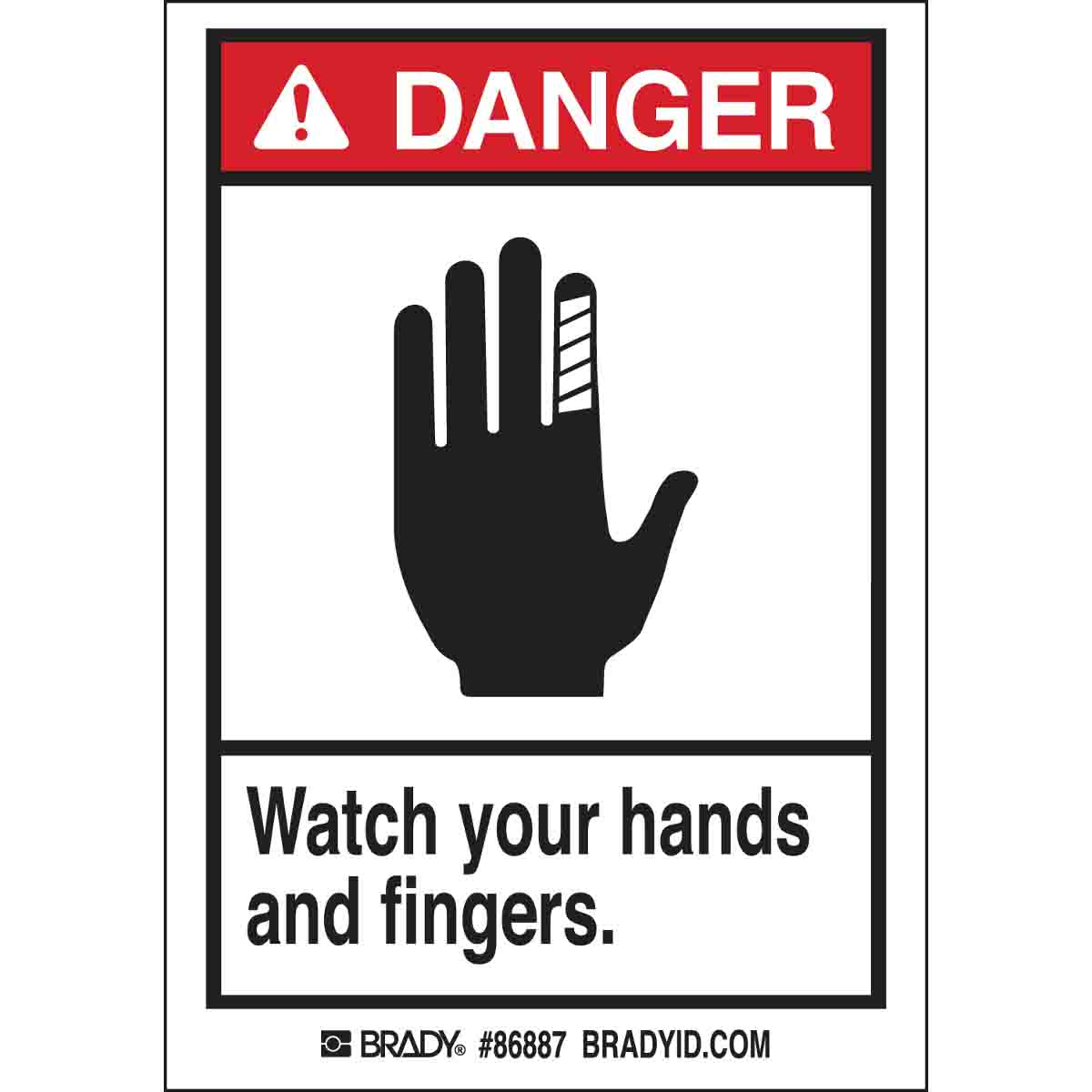 DANGER Watch Your Hands And Fingers. Labels