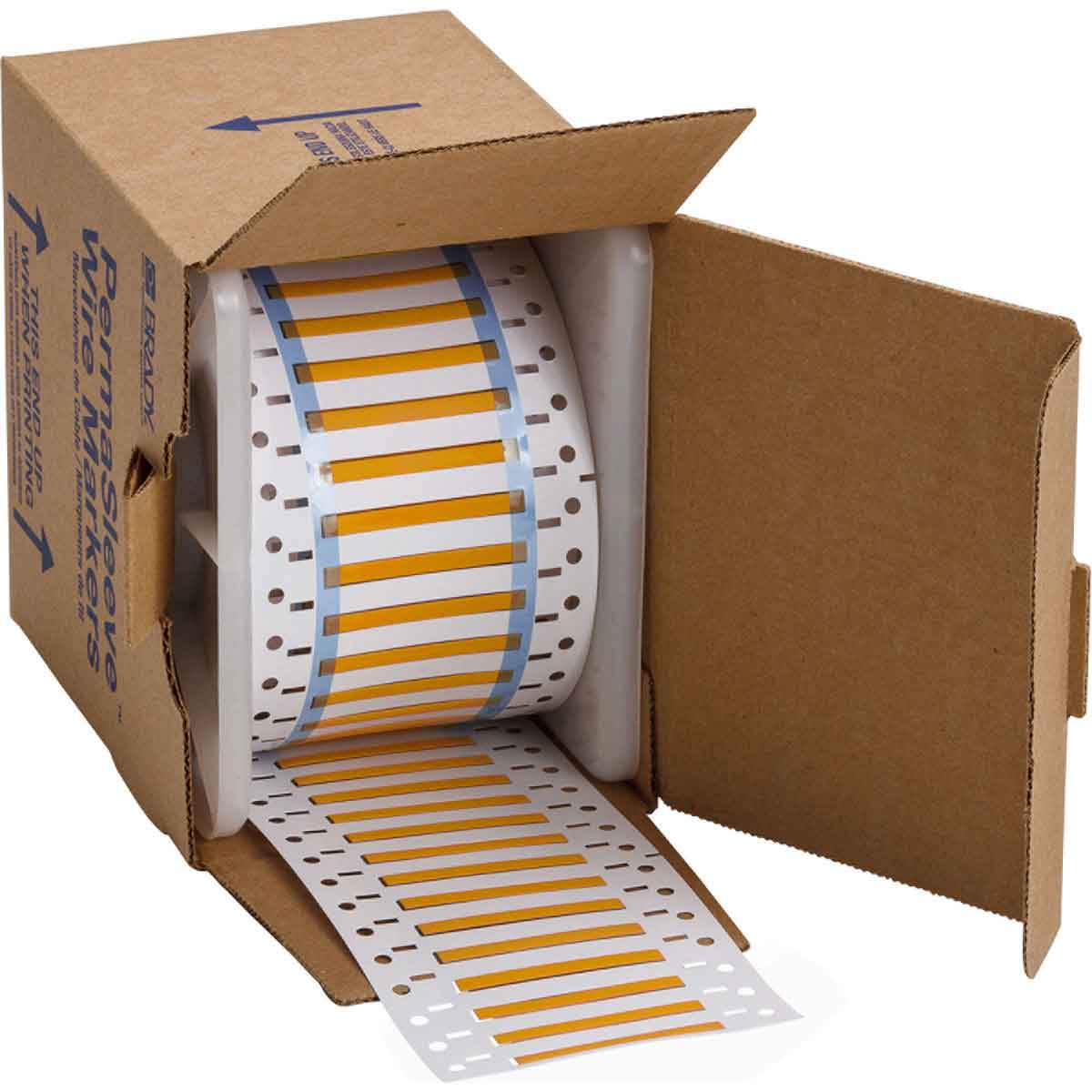 PermaSleeve Heat Shrink Wire and Cable Labels, 3/32" Dia, for 3" Core Printers - 1", Orange, Double-Sided