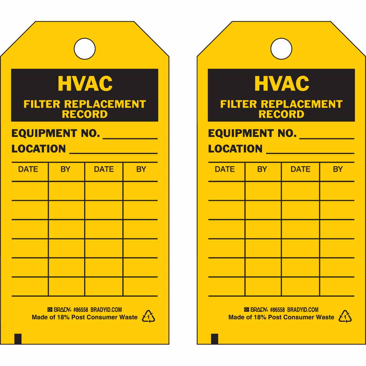 HVAC Filter Replacement Record Inspection Tags