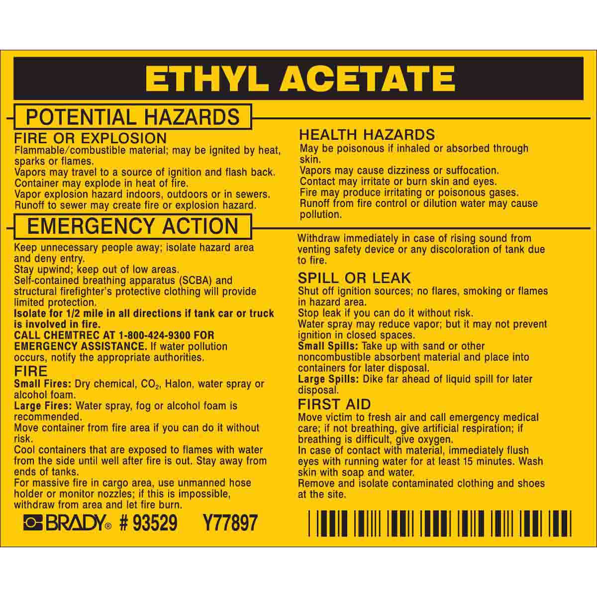ETHYL ACETATE Labels