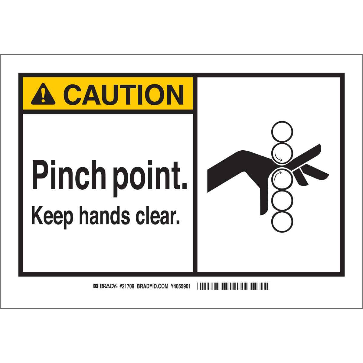 CAUTION Pinch Point. Keep Hands Clear. Sign