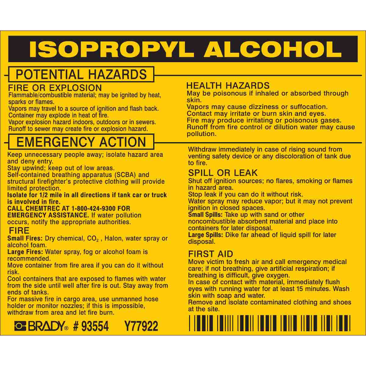 ISOPROPYL ALCOHOL Labels