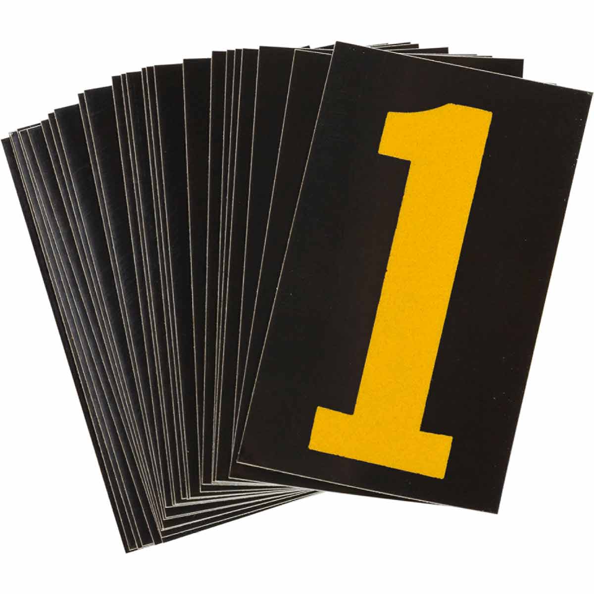 1.5" Character Height Yellow on Black Reflective Numbers and Letters